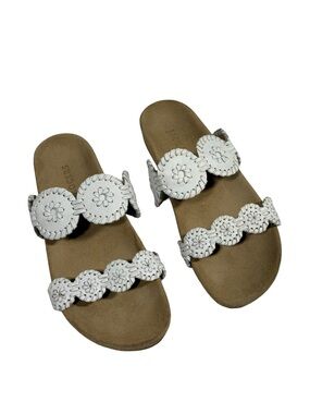 Jack Rogers Laurin Leather Double Strap Slide Sandals White Womens Size 7.5M